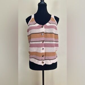 New Moschino Multicolor Striped Button knit Tank Top